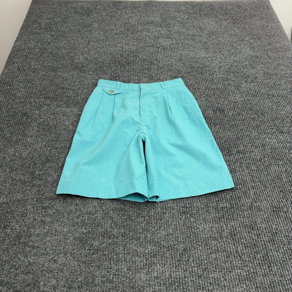 Vintage Lady Norman Shorts Womens 26 Turquoise Cotton Blend Pleated Bermuda